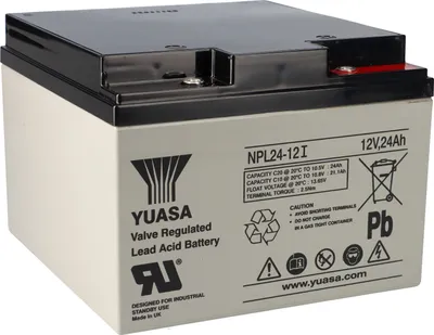 Zdjęcie produktu dla Akumulator kwasowo-ołowiowy Yuasa NPL24-12I Pb 12V / 24Ah 10-12 lat, wewnętrzny M5
