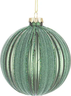 Productafbeelding van Set van 8 groene kerstbaldecoraties van glas, merk Bizzotto