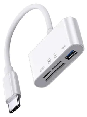 Produktbild von INF USB-C 4-in-1 Adapter mit SD/TF/USB-A, ABS+TPE, 13cm für Reisen