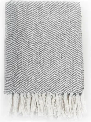 Immagine prodotto di Copriletto in Cotone a Spina di Pesce 220x250 cm Grigio