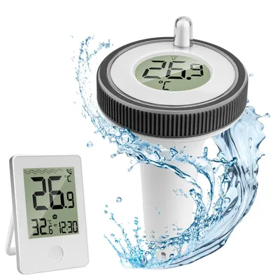 Produktbild von Schwimmthermometer Pool Thermometer Funk Schwimmend Poolthermometer Schwimmend Funk Digitales Thermometer Innen Außen