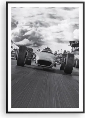 Produktbild von Gerahmtes Poster - Schwarzer Rahmen - Formel 1 Schwarz und Weiß - 70x100 cm - Wand Bild - Wanddeko - Wandbilder - Wandposter - Bilderrahmen - Bilder - Kunstdruck - Wandbild - P2BPA70x100-4127