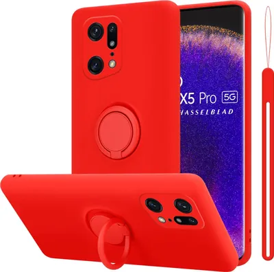 Produktbild von Cadorabo Hülle für Oppo FIND X5 PRO Schutz Hülle in Rot Handyhülle TPU Etui Case Cover