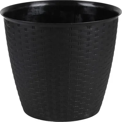 Image de DOCHTMANN Pot de fleurs en rotin 35 x 30 cm, noir