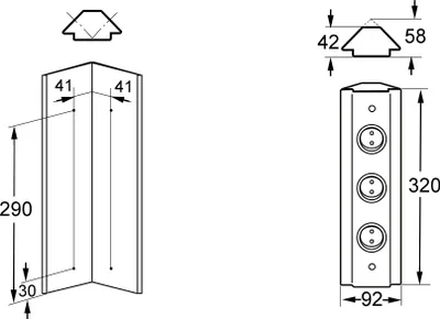 Produktbild von THEBO Energie-Ecksäule ST 3072/320/3 USB aus Edelstahl mit 3 Steckplätzen