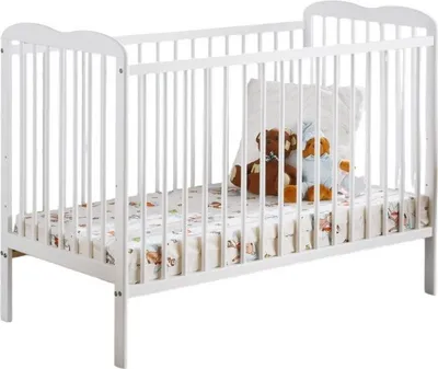 Image de Lit et matelas bébé évolutif collection NOE réglable en hauteur. Coloris blanc mat.