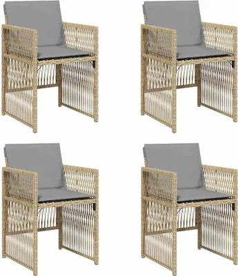 Obrázok produktu pre vidaXL Záhradné stoličky s vankúšmi 4 ks. Béžová zmes polyratanu