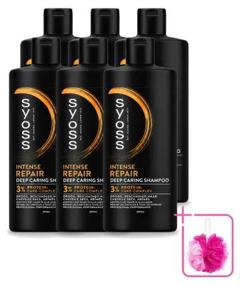 Productafbeelding van 6 x Syoss Repair Shampoo voor droog en beschadigd haar, 440 ml - Voordelige verpakking - 6 stuks