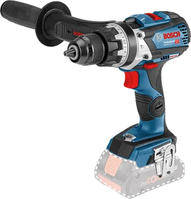 A cordless hammer drill is shown against a white background.