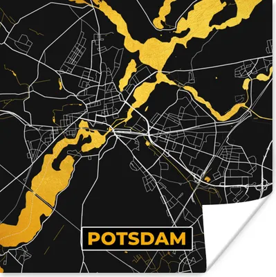 Produktbild von MuchoWow® Poster Potsdam - Stadtplan - Gold - Karte - Deutschland 100x100 cm - Babyzimmer