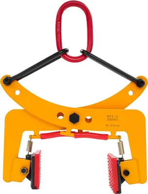 Immagine prodotto di Pinza per pietre e cordoli - Pinza per gru - Capacità di carico 325 kg - Apertura 6–24 cm - Acciaio al manganese Q355 - Ganasce in gomma - Giallo