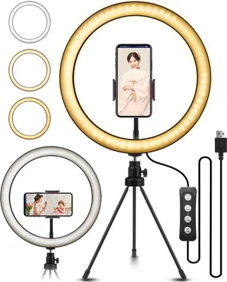 Produktbild von ELEGIANT EGL-02 Selfie Ringlicht mit Stativ 26cm Ringleuchte mit Handyhalter für Fotografie Live Make-up YouTube