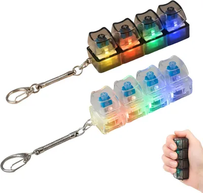 Produktbild von Fidget Toys , Stressabbau Spielzeug mit Beleuchtung, Tastatur Fidget Toy Set mit 2 Stück transparenten Klicker Schlüsselanhängern für Entspannung