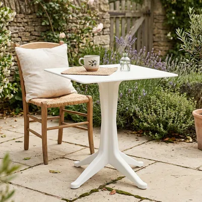 Produktbild von Gartentisch Dmondel, Feststehender quadratischer Tisch, Mehrzweck-Gartentisch, 100 %  Italy, 70x70h72 cm, Weiß