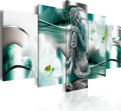 Produktbild von Leinwandbilder 200x100 cm h-A-0028-b-n Vlies Leinwandbild 5 tlg Kunstdruck modern Wandbilder XXL Wanddekoration Design Wand Bild ABSTRAKT BLUMEN BUDDHA ZEN