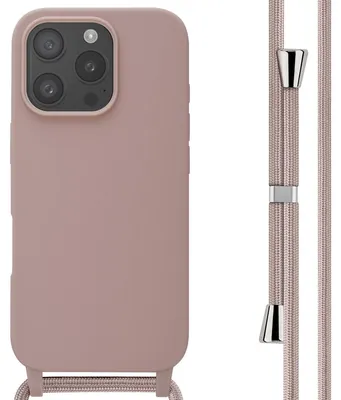 Imagen del producto de Funda de Silicona con Cuerda para Apple iPhone 16 Pro - Sand Pink