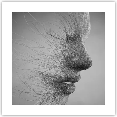 Produktbild von Poster - Poster ohne Rahmen - Gesicht Grafiken Fäden - 40x40 cm - Wand Bild - Wanddeko - Wandbilder - Kunstposter - Wandposter - Bilder - Kunstdruck - Wanddekoration - Wandbild - P2XAC40x40-4324