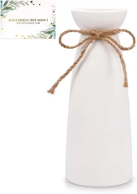 Immagine prodotto di Vaso in Vetroceramica bianca opaca Unyqoos® – vaso da tavolo moderno, ideale per pampas e fiori secchi, elegante complemento d'arredo per soggiorno, camera da letto e ufficio