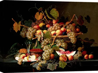 Obrázek produktu pro Obraz na plátně, Zátiší - Severin Roesen, Zátiší s ovocem - 100x70 cm