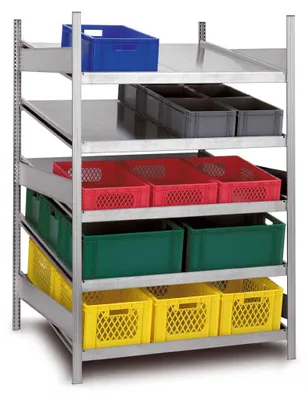 Produktbild von PROREGAL Kanbanregal Stecksystem MAGNUS  Germany | HxBxT 200x130x120cm | 5 Ebenen | Fachlast 200kg | Verzinkt