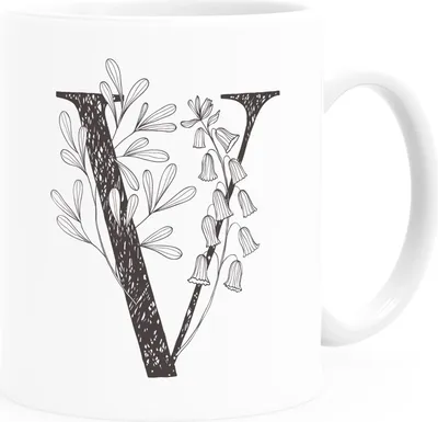 Produktbild von Kaffeetasse Monogramm Initiale Geschenk-Motiv Tasse personalisierte Namenstasse personalisierte Geschenke SpecialMe® V weiß Keramik-Tasse
