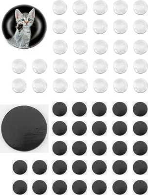 Image de QWORK 60 pièces verre cabochon aimants autocollants 25mm réfrigérateur tableau blanc