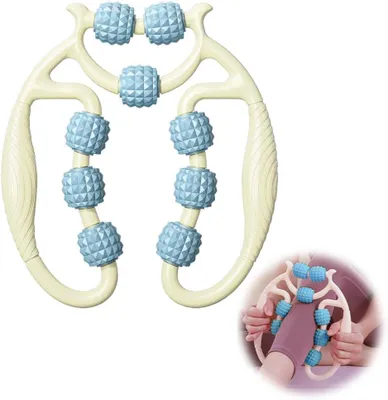 Immagine prodotto di Massaggiatore per gambe e piedi con 9 rulli, colore blu, adatto per gambe, piedi e braccia