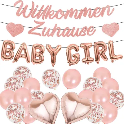 Productafbeelding van Welkom thuis babydecoratie meisjes - Set van 29 - Decoratie voor babyshower