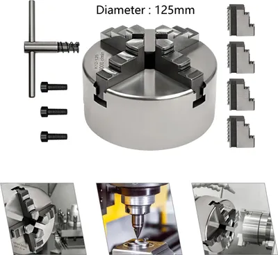 Produktbild von Drehfutter - 125 mm 4-Backenfutter selbstzentrierend - Manuell - 3000 U/min - Weiß