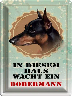 Produktbild von vianmo Blechschild 40x30 cm Hund in diesem Haus wacht ein Dobermann