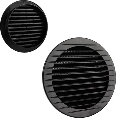 Image de Grille d'aération, moustiquaire, grille en plastique, grille d'évacuation d'air, grille d'aération, noire, Ø 120 mm