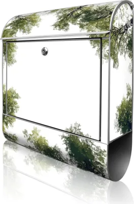 Produktbild von banjado Design Briefkasten Stahl silber mit Zeitungsfach pulverbeschichtet "Waldhimmel" 38x46x12,5cm & 2 Schlüssel - Postkasten A4 Einwurf inkl. Montagematerial [BK 13504]
