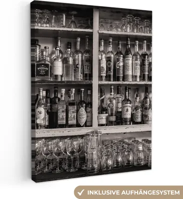 Produktbild von MuchoWow® - Leinwandbilder - Bar - Alkohol - Spirituosen - Stilleben, Wandbild, Wanddeko Bilder Wohnzimmer, 90x120 cm