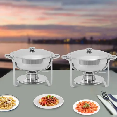 Produktbild von Chafing-Dish Buffetwärmer Set - 2-teilig - Edelstahl - Fassungsvermögen 4,5 l - Mit Brennpastenhalter