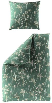 Produktbild von Bettwäsche Bierbaum Mako Satin 3987-30 Blumen Petrol Grün 135x200