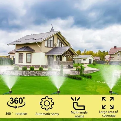 Image de Arroseur de jardin pivotant à 360 degrés - Système d'arrosage automatique pour pelouse - Système d'économie d'eau réglable pour pelouse et plantes de jardin