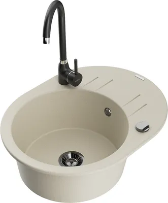 Produktbild von Mexen Kevin 1 Becken-Granitspüle mit Abtropffläche und Mischbatterie Telma, Beige - 6517-69-670200-70