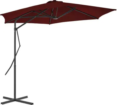 Image de Parasol de jardin avec mât en acier rouge bordeaux 300x230 cm