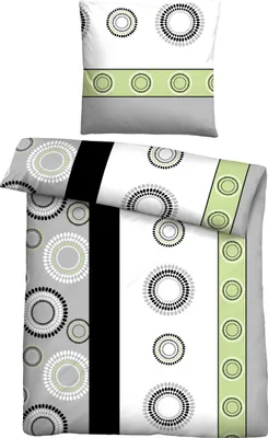 Produktbild von Traumhaft schlafen - Castell - Markenbettwäsche PolyBaumwolle Renforce Bettwäsche 0460123 KREISE color: grau, size: 1x 135x200 cm + 1x 80x80 cm