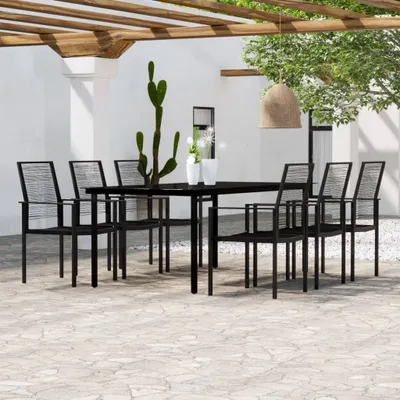 Zdjęcie produktu dla Maison Exclusive – 7-częściowy zestaw ogrodowy do jadalni, czarny