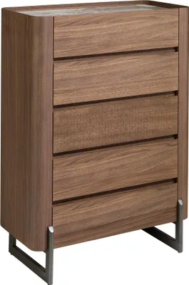 Immagine prodotto di Chiffoniera Angel Cerdá in noce e acciaio metallizzato scuro con piano in marmo porcellanato 7153