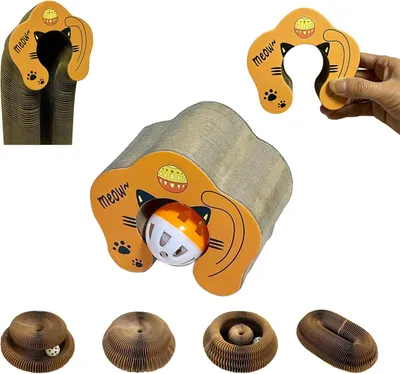 Productafbeelding van Kattenkrabplank, 5-in-1, karton, met bal, voor binnen
