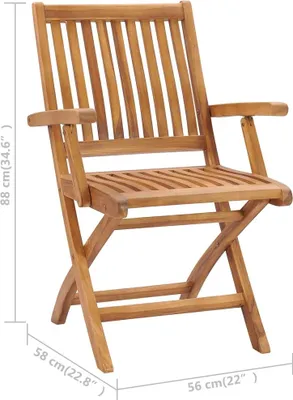 Productafbeelding van vidaXL Klapstoelen met kussens, 8-delig, massief teak hout