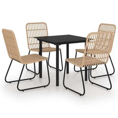 Produktbild von 5-tlg. Garten-Essgruppe Poly Rattan und Glas