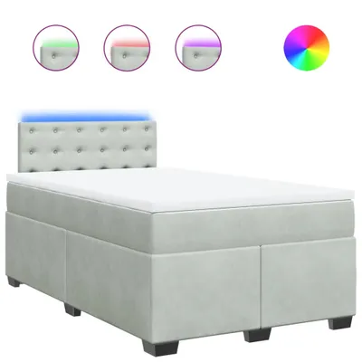 Produktbild von Boxspringbett mit Matratze Hellgrau 120x200 cm Samt