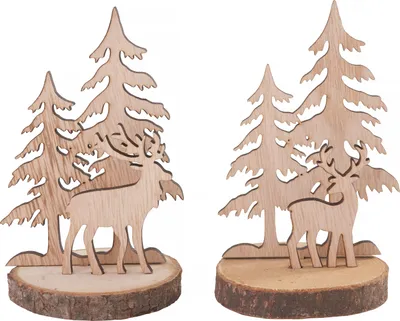 Produktbild von VBS Holzsteckmotiv auf Rindenscheibe, 2er-Set