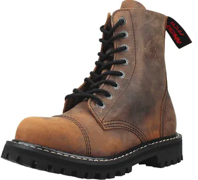 Obrázek produktu pro ANGRY ITCH-8-Hole Vintage Brown Ranger Army kožené boty s ocelovou špičkou, EU 48