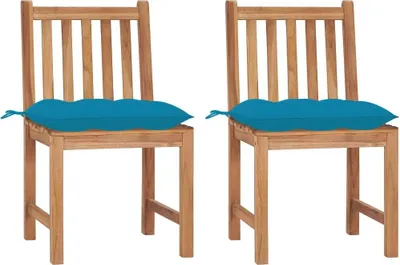 Produktbild von Gartenstühle 2 Stk. mit Kissen Massivholz Teak , Gartenstühle Design 2024