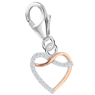 Charm Anhänger in Herzform – Roségold und Silber 925 vereint


