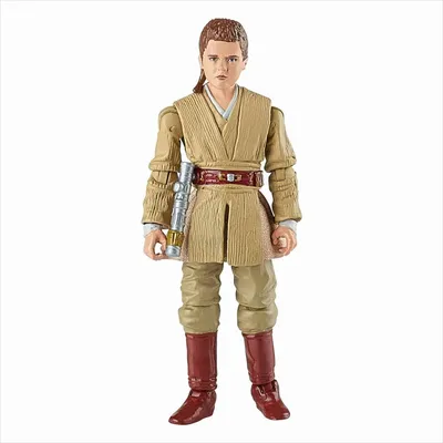A Star Wars action figure of Anakin Skywalker in his Jedi attire.